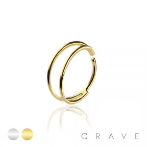 DOUBLE LINE HALF O RING HOOP 316L SURGICAL STEEL